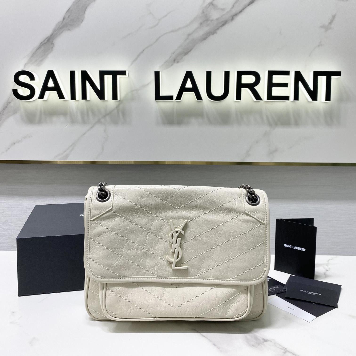 Saint Laurent Niki Medium Chain Bag In Crinkled Vintage Leather  - DesignerGu