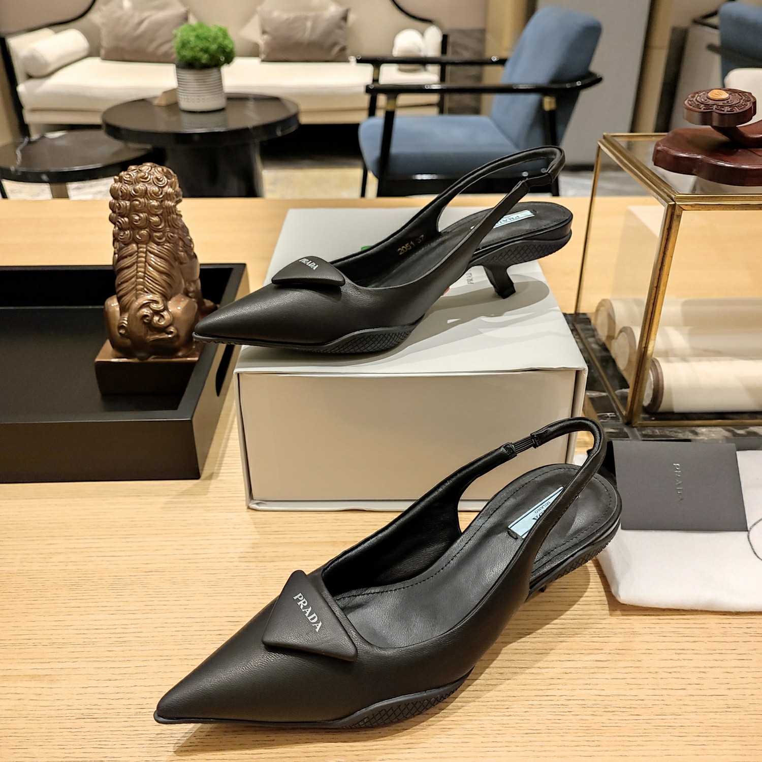 Prada Soft padded Leather Slingback Pumps - DesignerGu