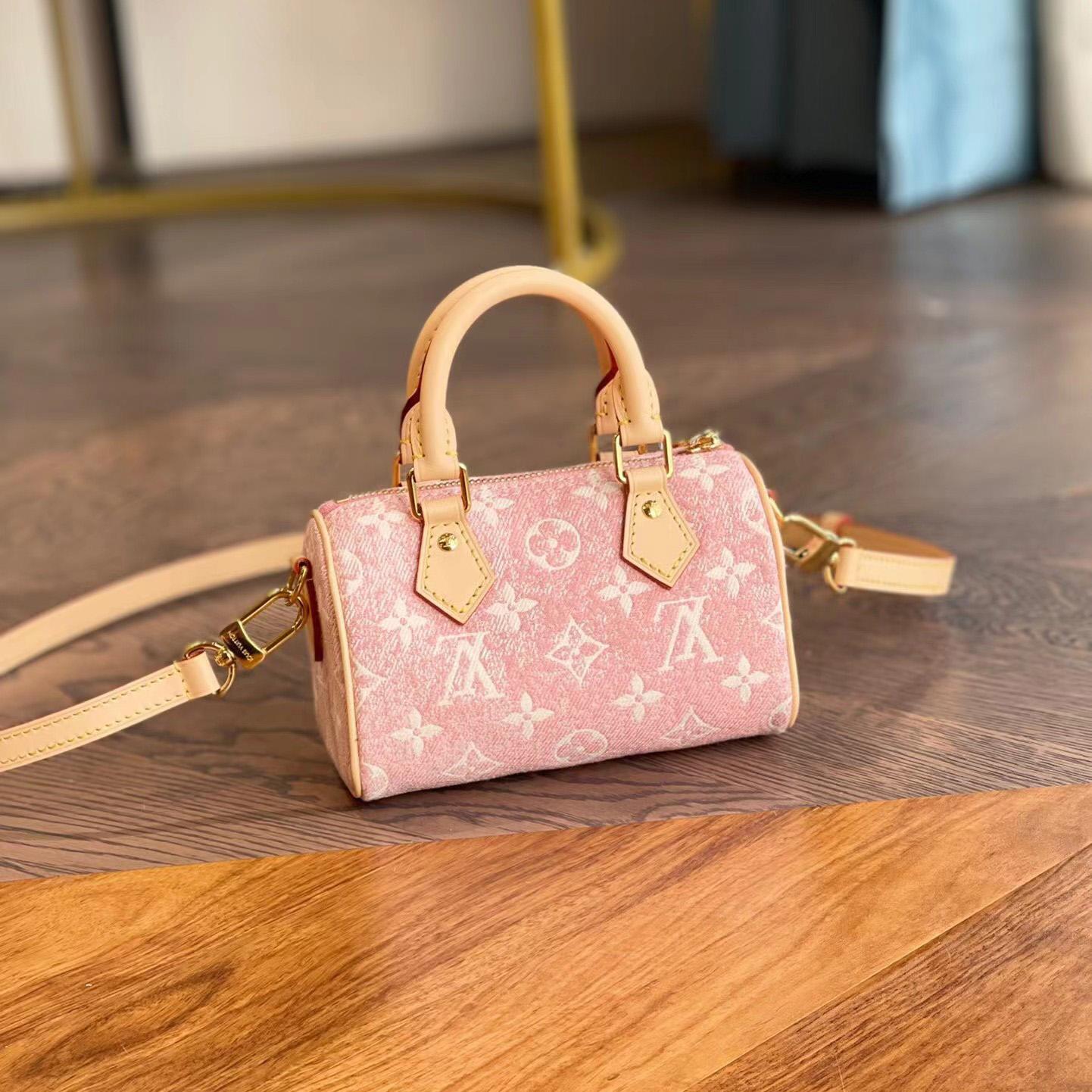 Louis Vuitton Nano Speedy Denim Jacquard Pink(16*10cm)      - DesignerGu