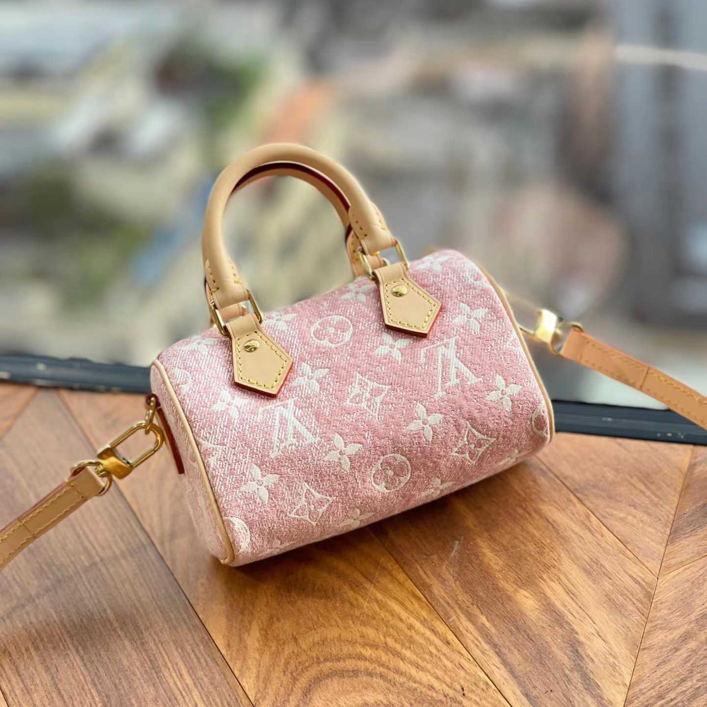 Louis Vuitton Nano Speedy Denim Jacquard Pink(16*10cm)      - DesignerGu