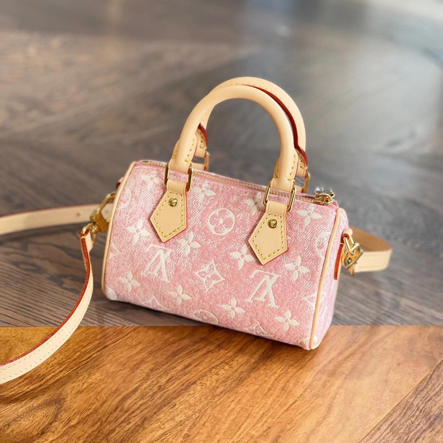 Louis Vuitton Nano Speedy Denim Jacquard Pink(16*10cm)      - DesignerGu