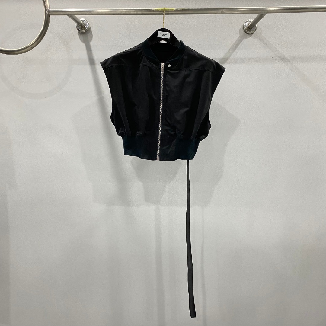 Rick Owens Drkshdw Black Sleeveless Cropped Bomber Jacket - DesignerGu