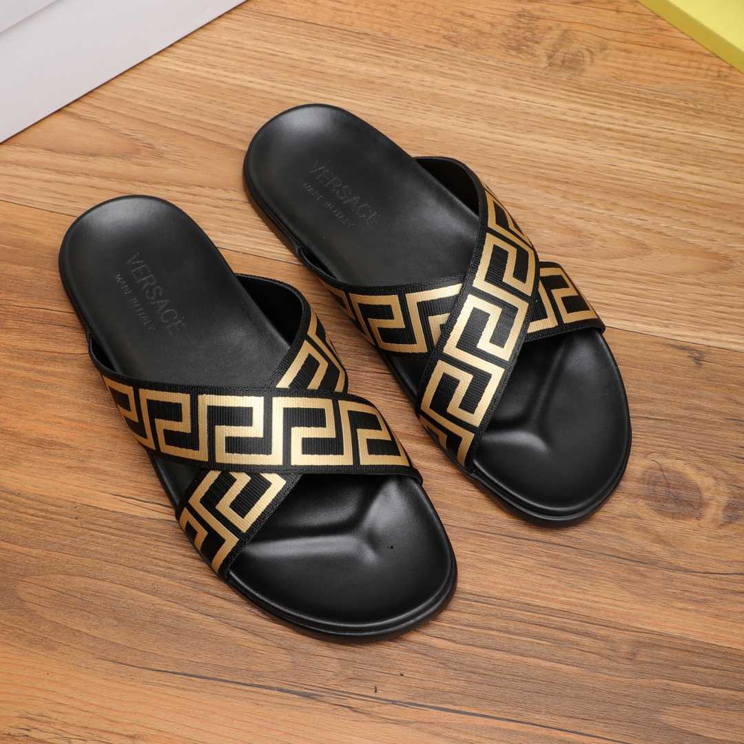 Versace Logo-print Open-toe Slides - DesignerGu