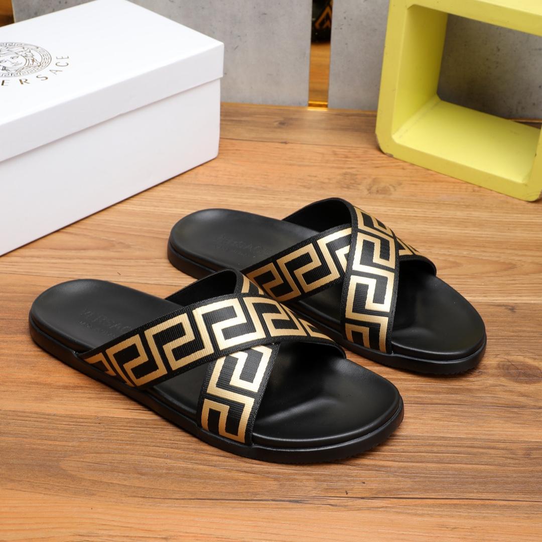 Versace Logo-print Open-toe Slides - DesignerGu