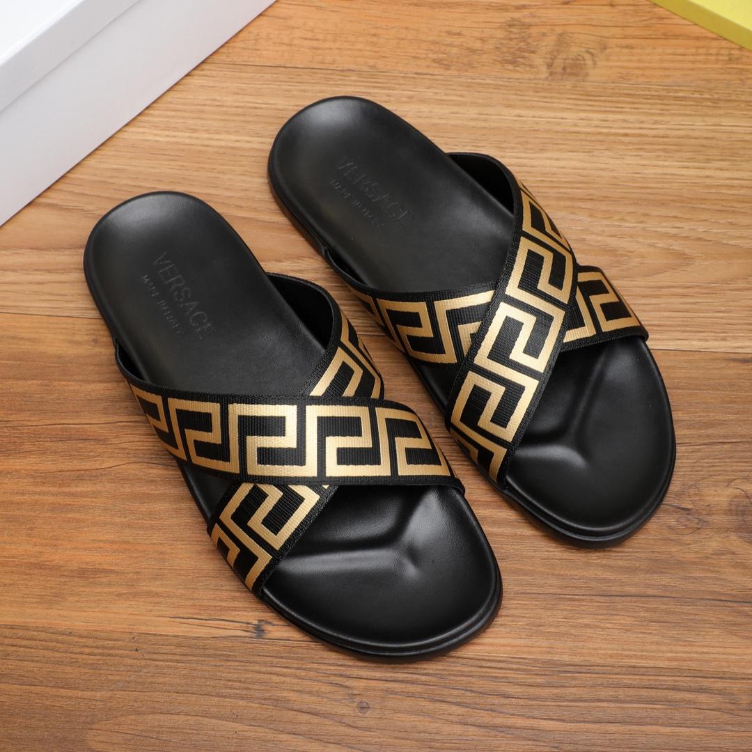 Versace Logo-print Open-toe Slides - DesignerGu