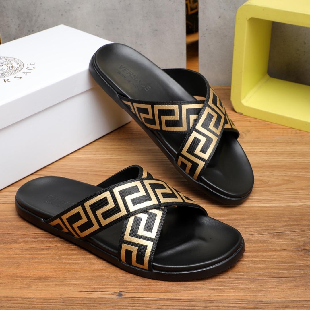 Versace Logo-print Open-toe Slides - DesignerGu