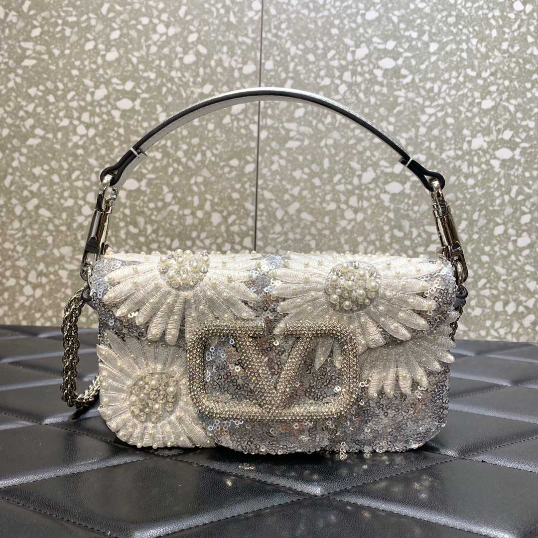 Valenti Locò Small Shoulder Bag With Floral Motif Embroidery - DesignerGu