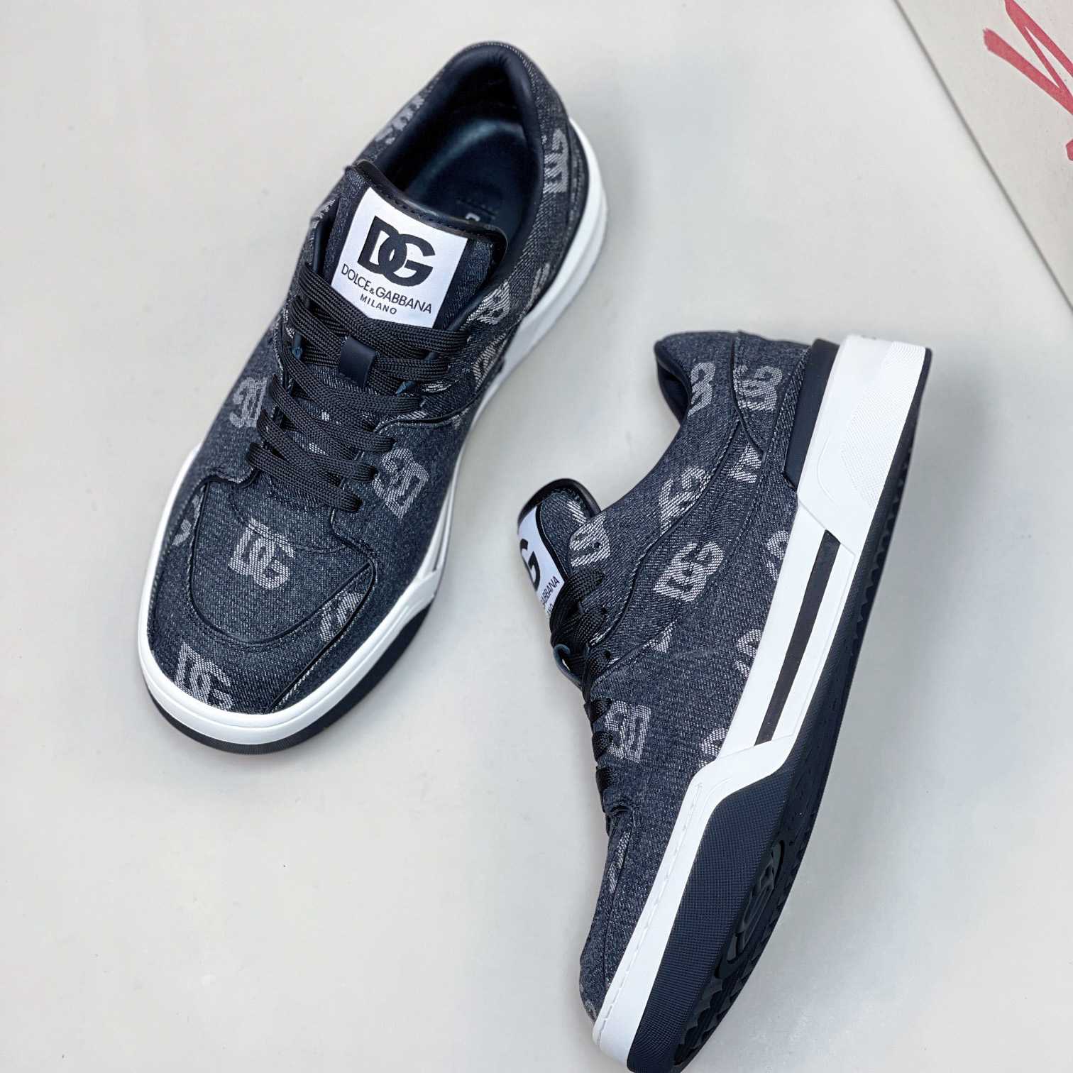 Dolce & Gabbana New Roma Sneakers With Denim Logo - DesignerGu