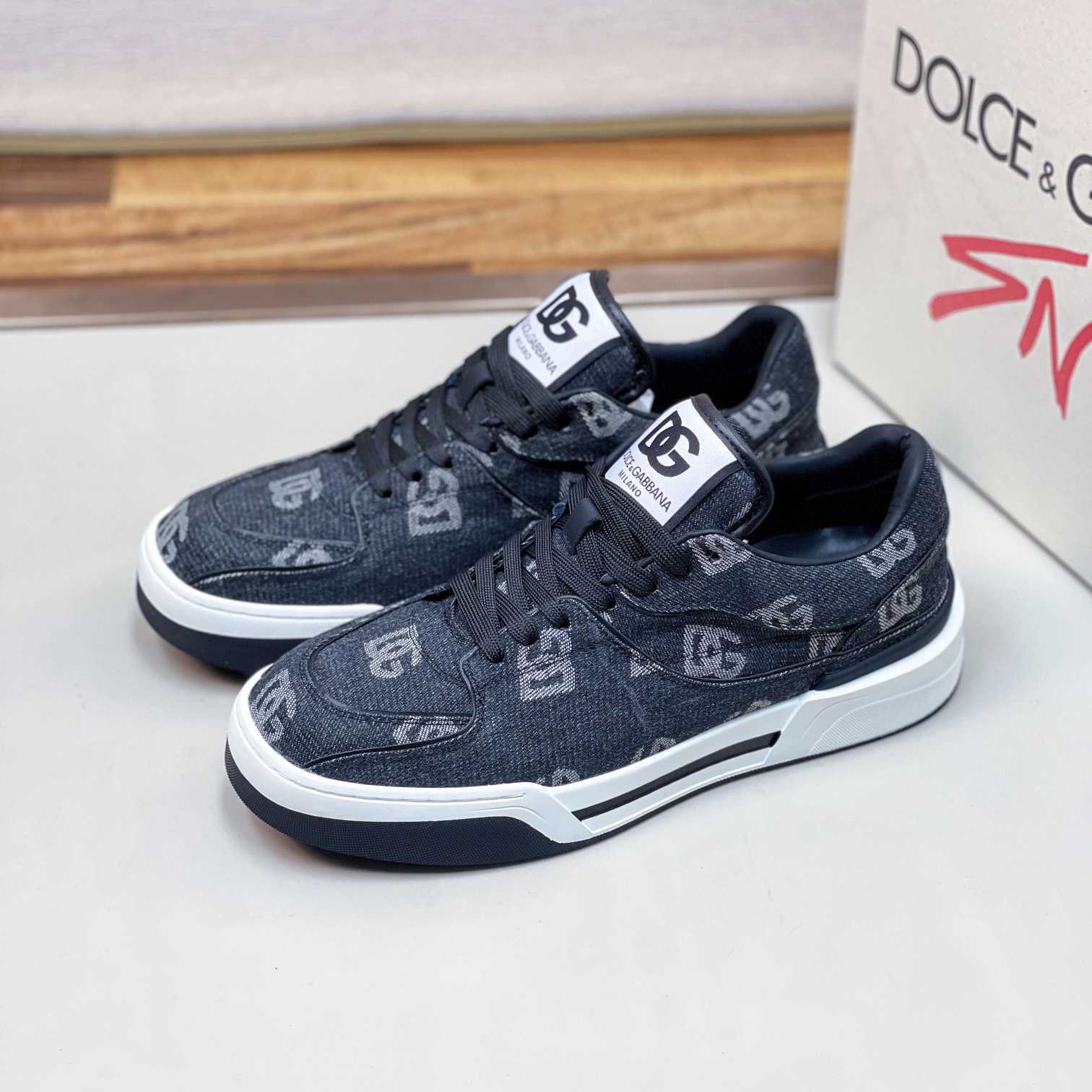 Dolce & Gabbana New Roma Sneakers With Denim Logo - DesignerGu