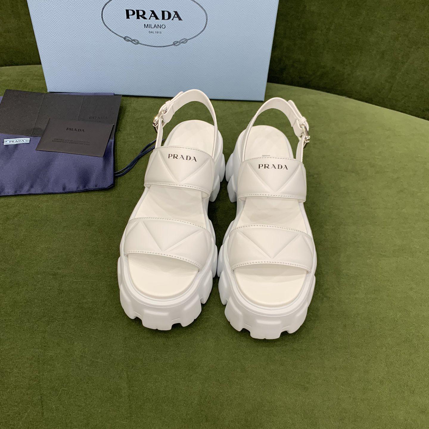 Prada Monolith Leather Sandals - DesignerGu