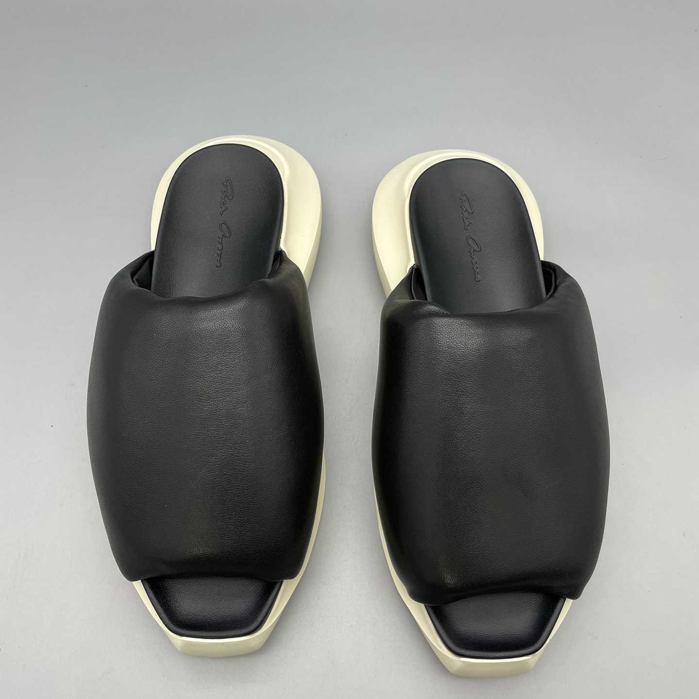 Rick Owens SS23 Edfu Geth Puffer Slide In Black - DesignerGu