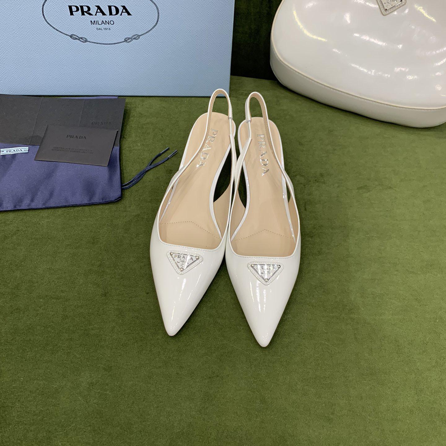 Prada Patent-leather Slingback Pumps - DesignerGu