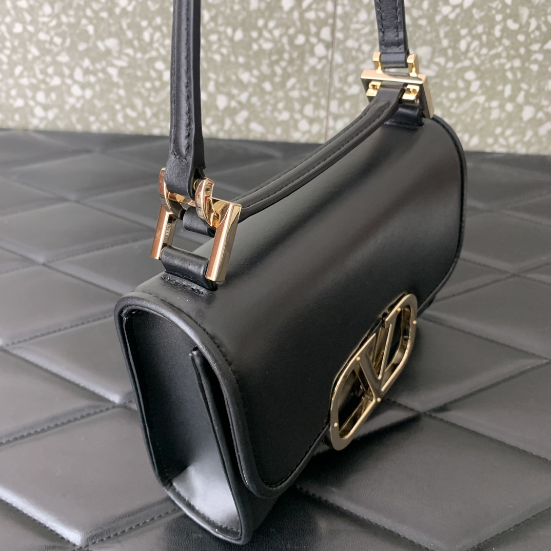 Valenti Small VLogo Type Shoulder Bag In Calfskin - DesignerGu