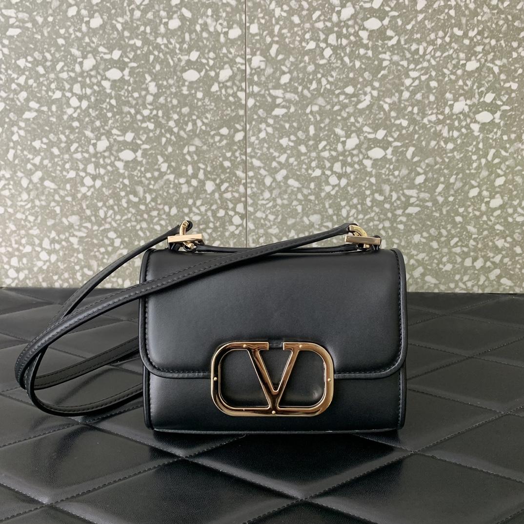 Valenti Small VLogo Type Shoulder Bag In Calfskin - DesignerGu