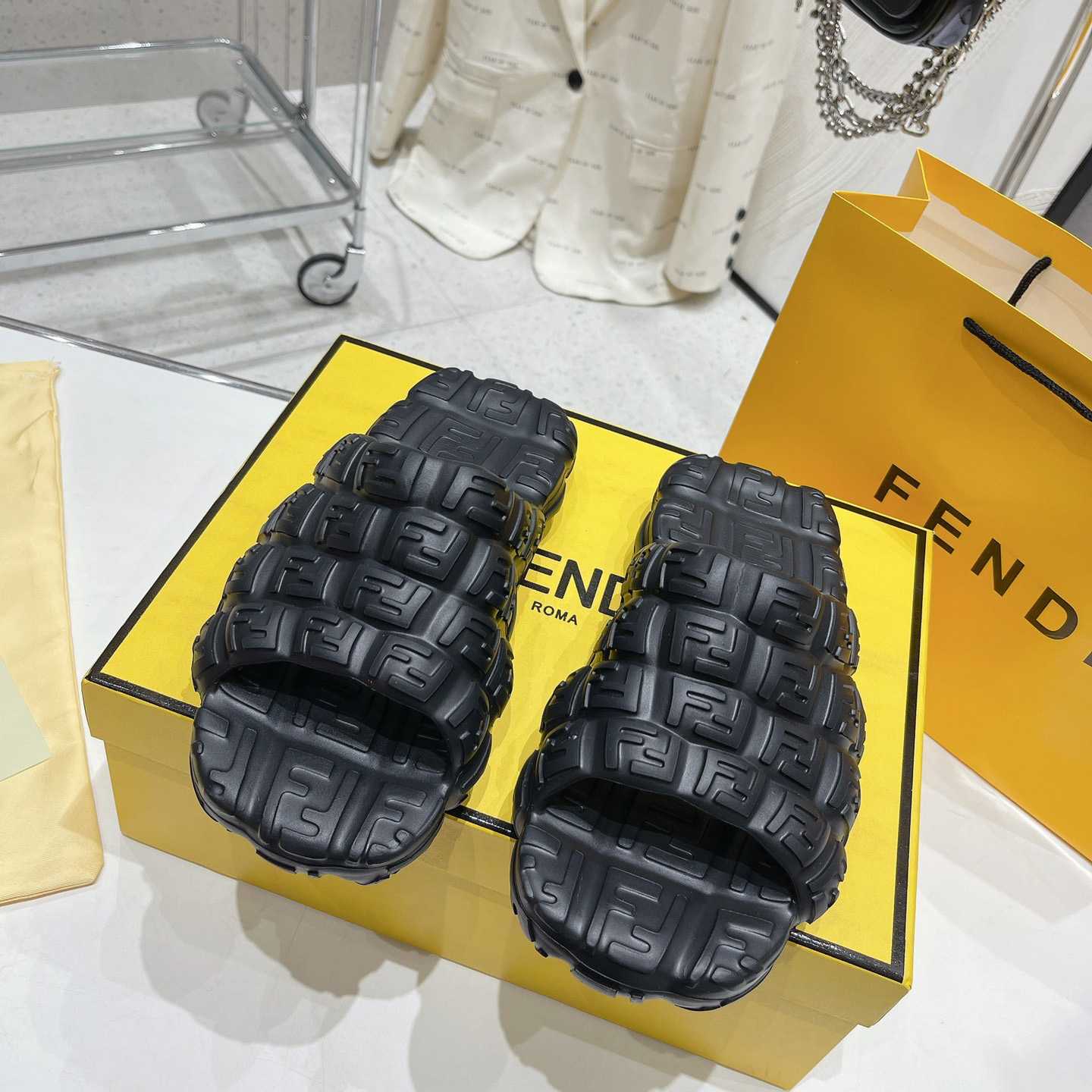 Fendi Cloud Slides Orange Rubber Slides - DesignerGu