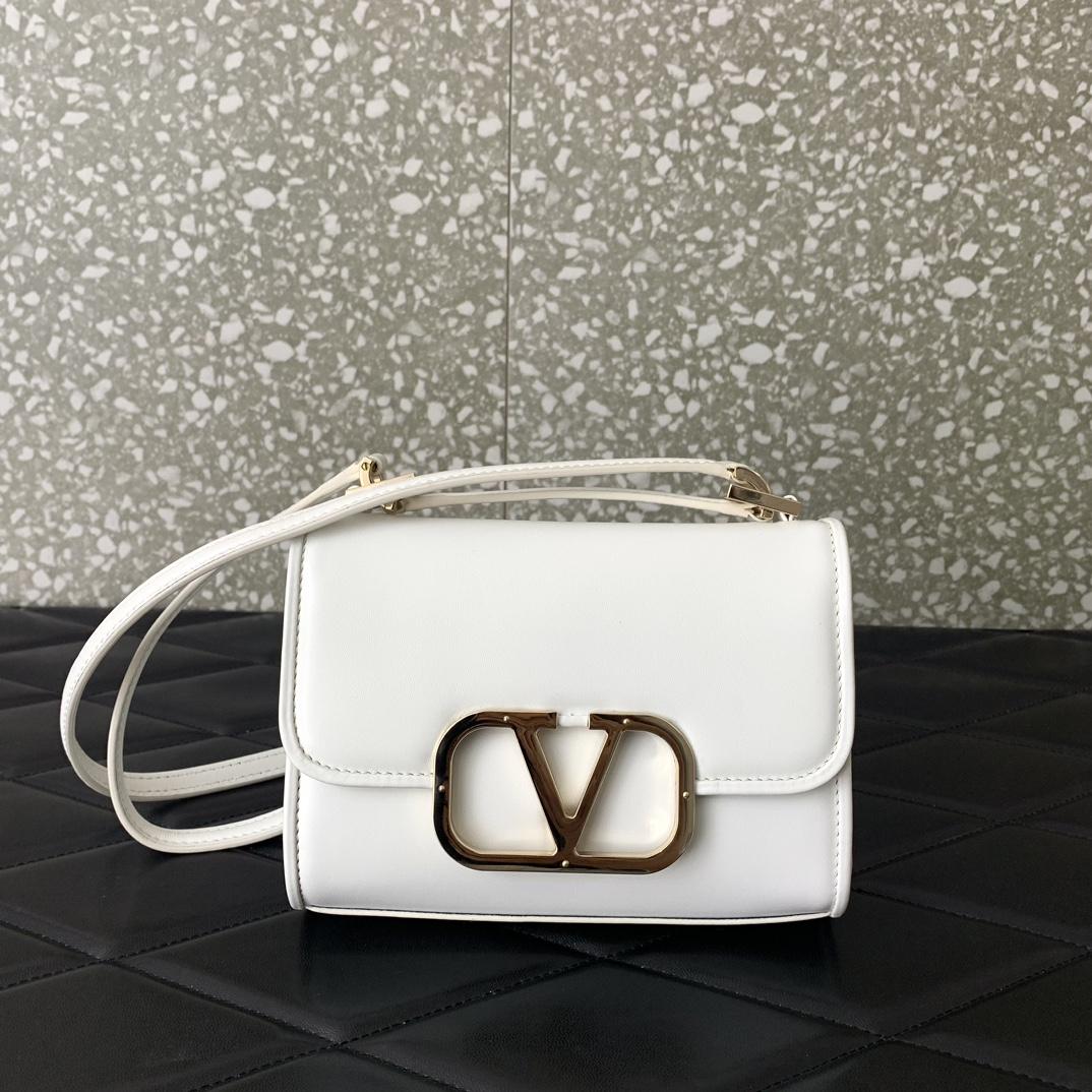 Valenti Small VLogo Type Shoulder Bag In Calfskin - DesignerGu