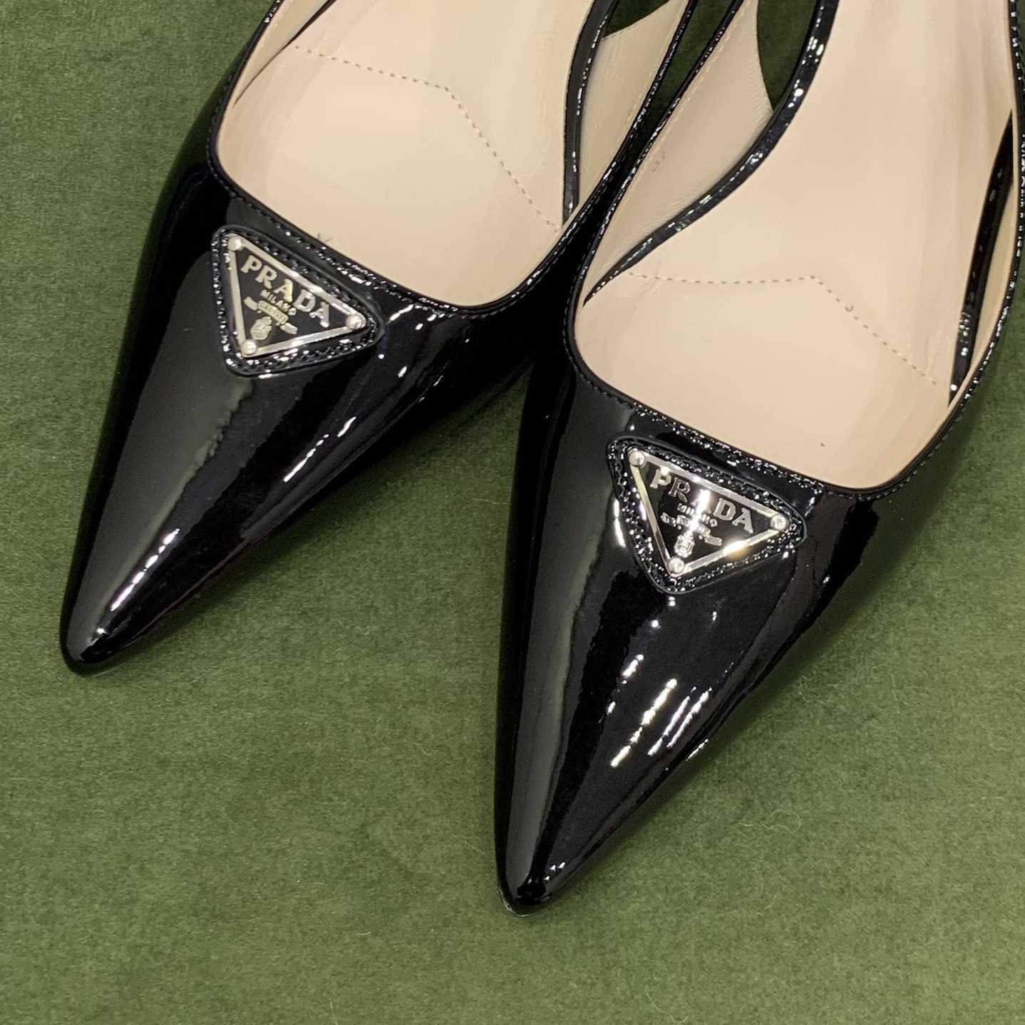 Prada Patent-leather Slingback Pumps - DesignerGu