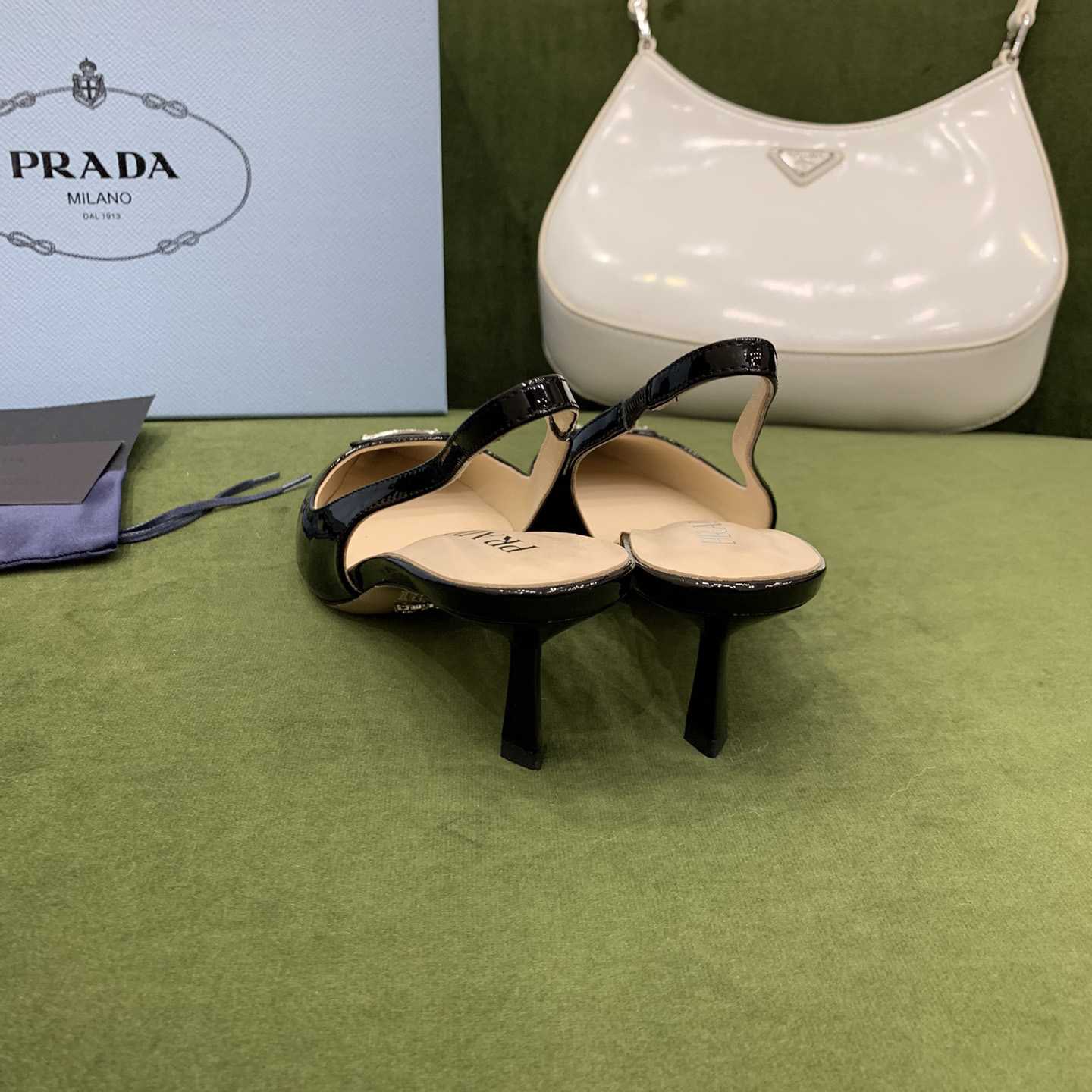 Prada Patent-leather Slingback Pumps - DesignerGu