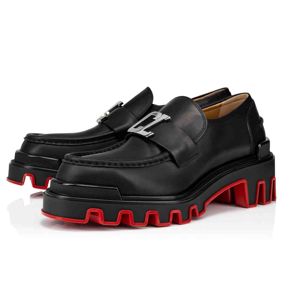 Christian Louboutin CL Moc Dune Loafers - Calf leather - Black - DesignerGu