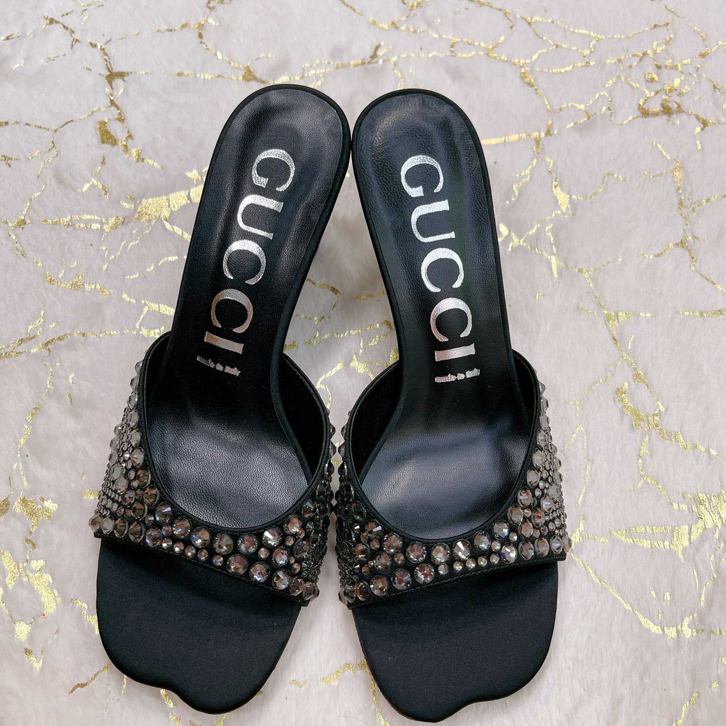 Gucci Women's Slide Sandal With Crystals - DesignerGu