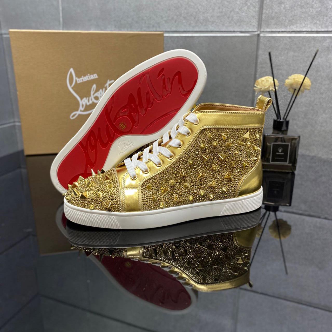 Christian Louboutin Full Diamond High-Top Sneakers - DesignerGu