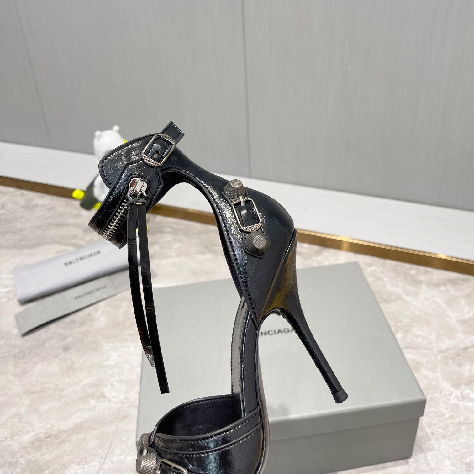 Balenciaga Cagole 110mm Sandal In Black Arena Lambskin - DesignerGu