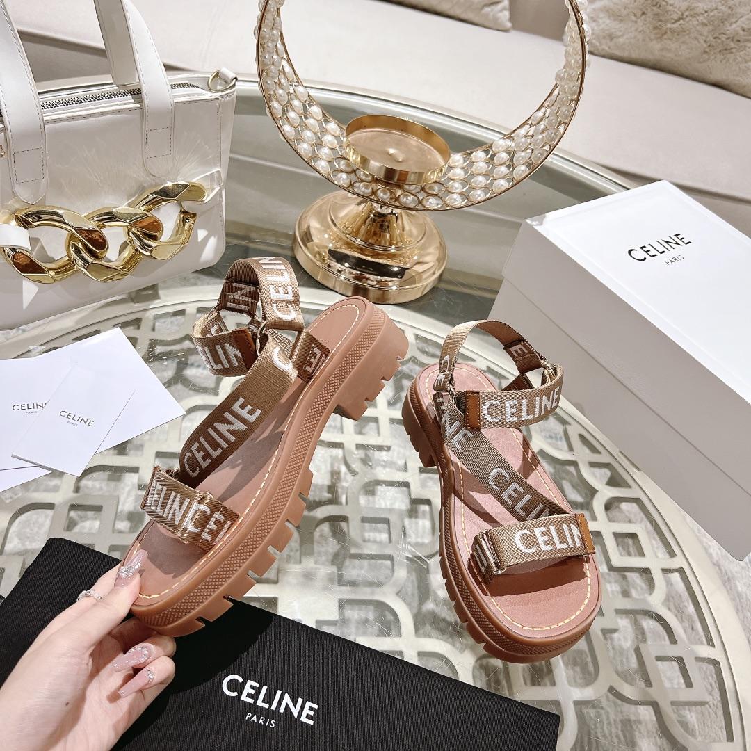 Celine Leo Strappy Sandal In Wool With ''Celine'' Jacquard  Light Beige /White - DesignerGu