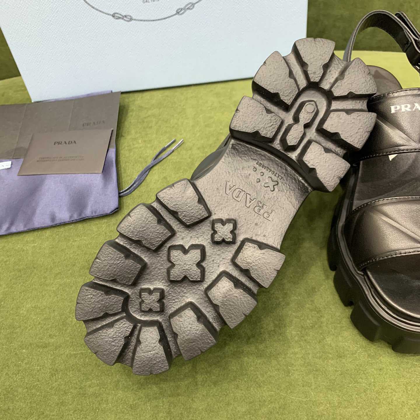 Prada Monolith Leather Sandals - DesignerGu