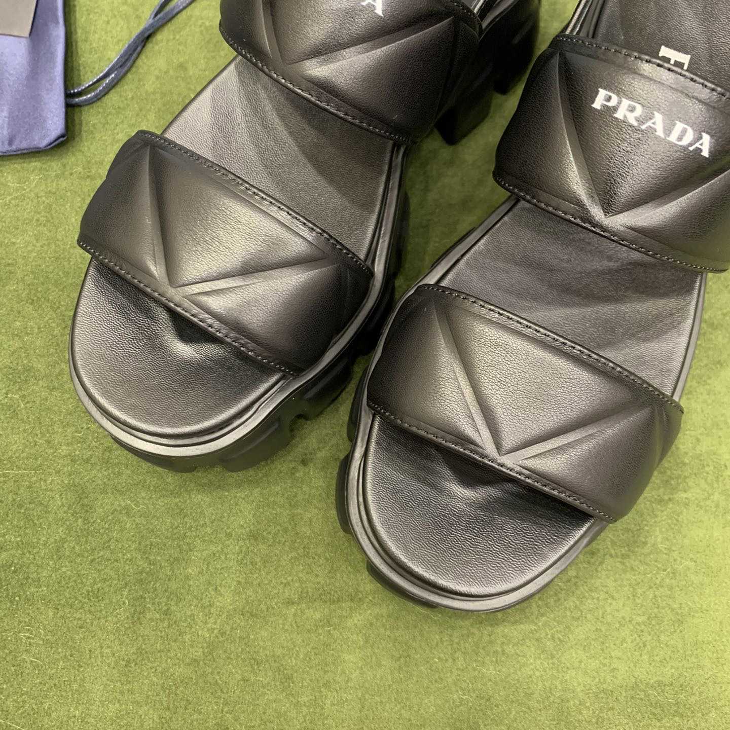 Prada Monolith Leather Sandals - DesignerGu