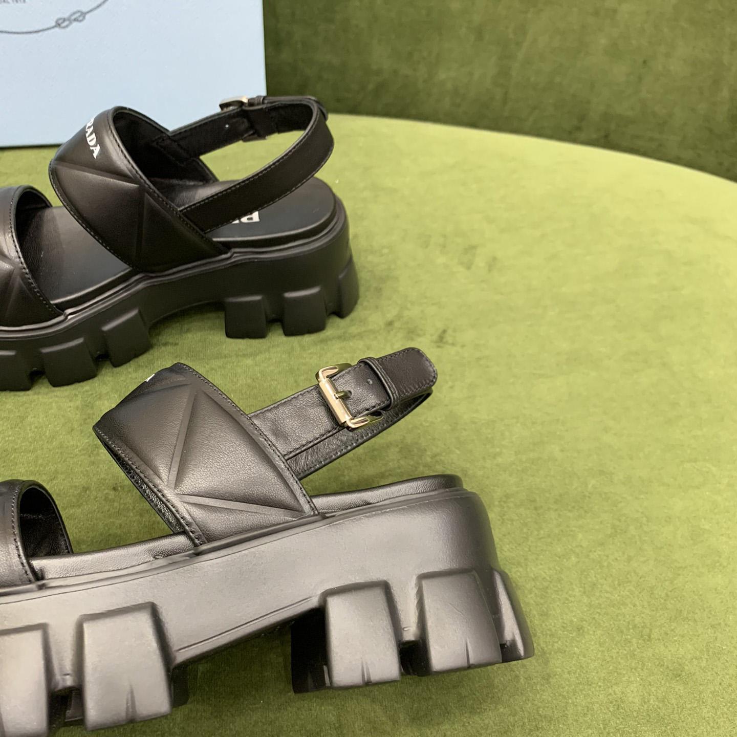 Prada Monolith Leather Sandals - DesignerGu