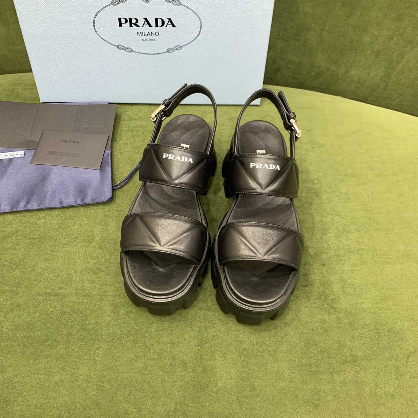 Prada Monolith Leather Sandals - DesignerGu