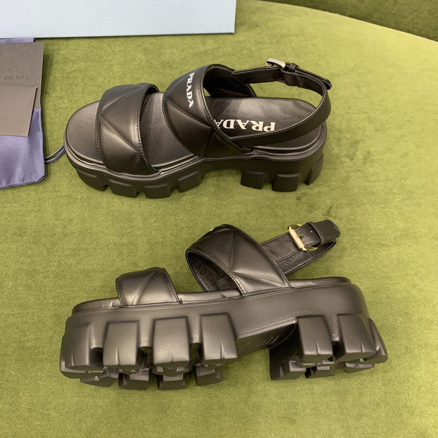 Prada Monolith Leather Sandals - DesignerGu