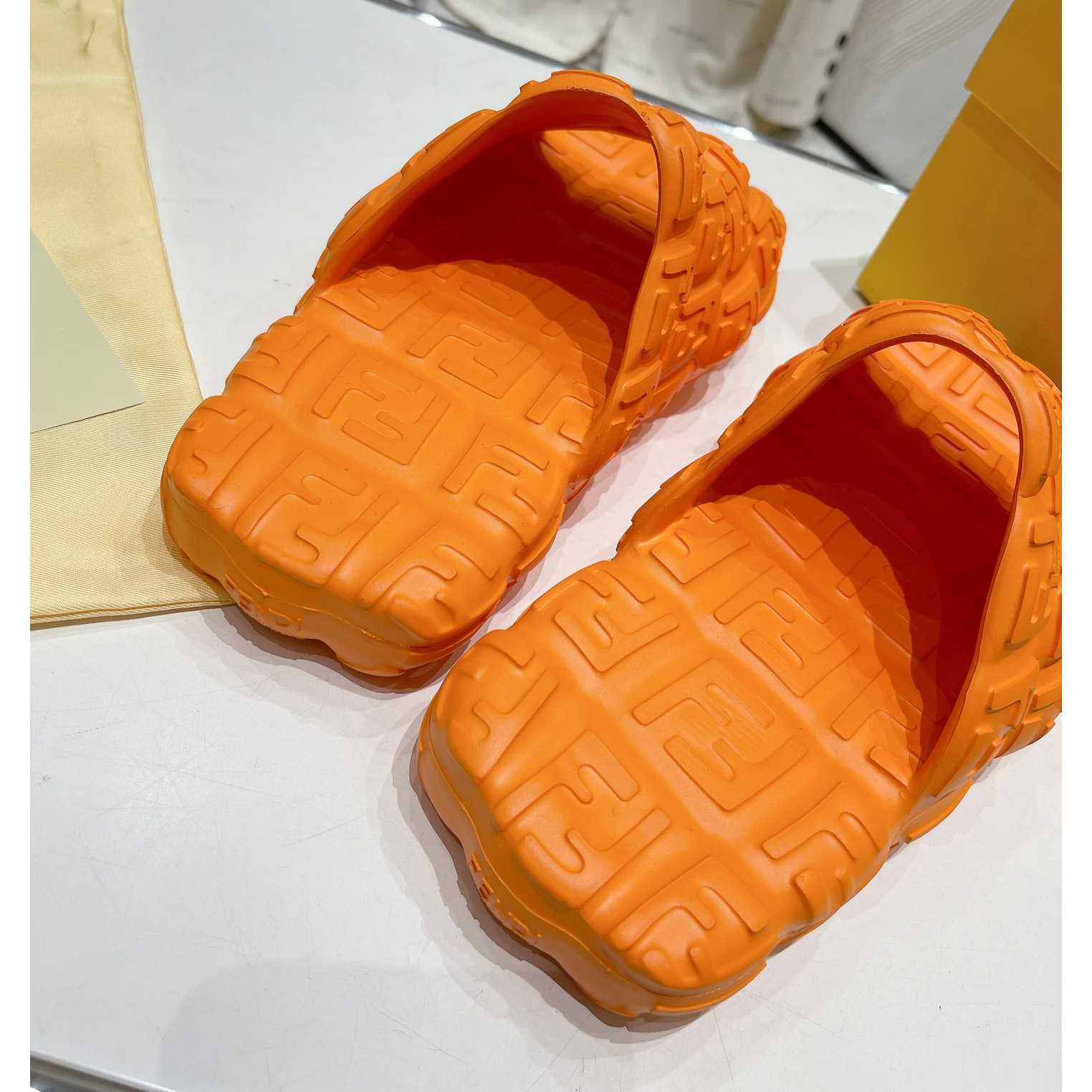 Fendi Cloud Slides Orange Rubber Slides - DesignerGu