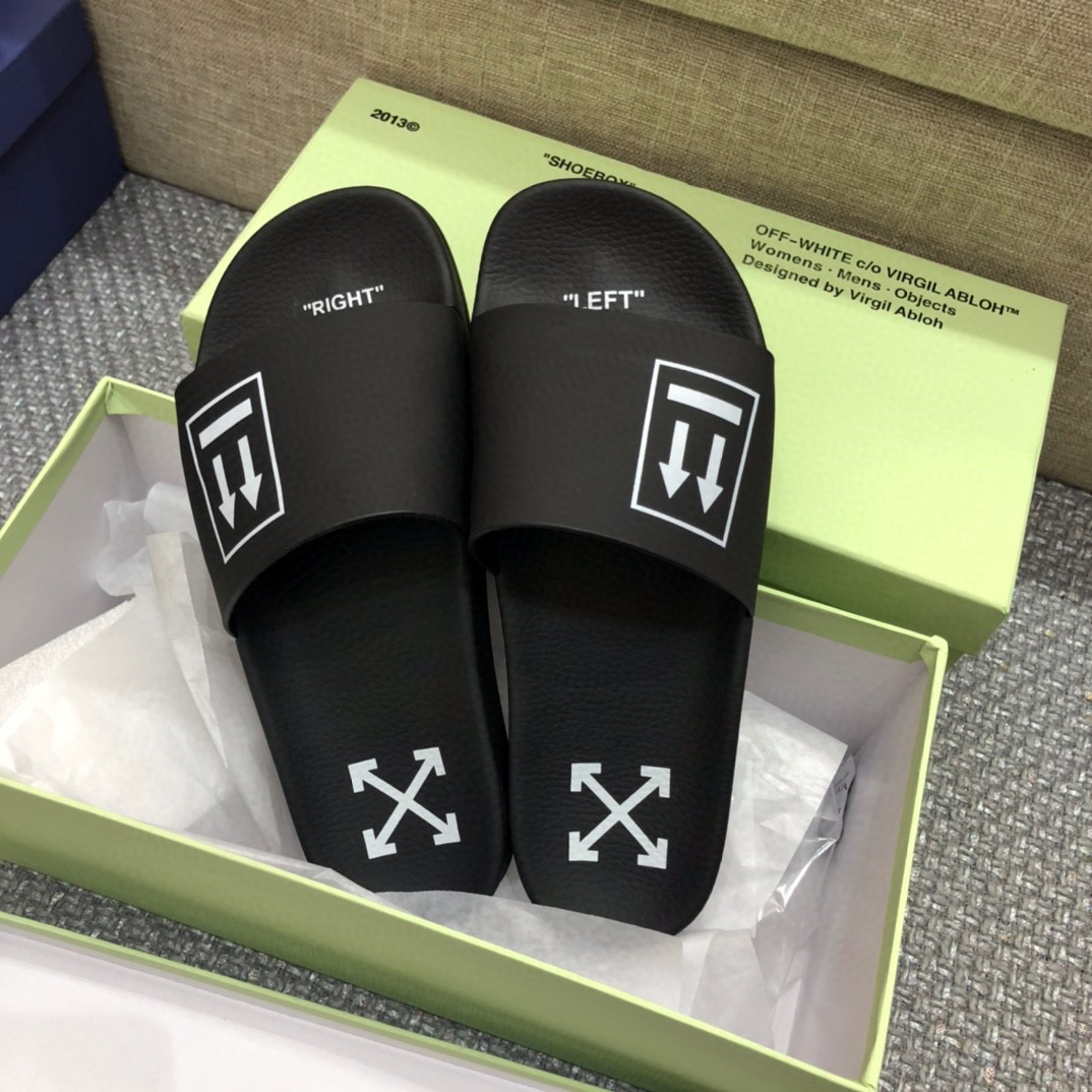 Off White Double Arrow Camouflage Print Slides - DesignerGu