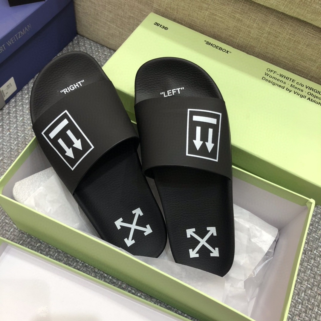 Off White Double Arrow Camouflage Print Slides - DesignerGu