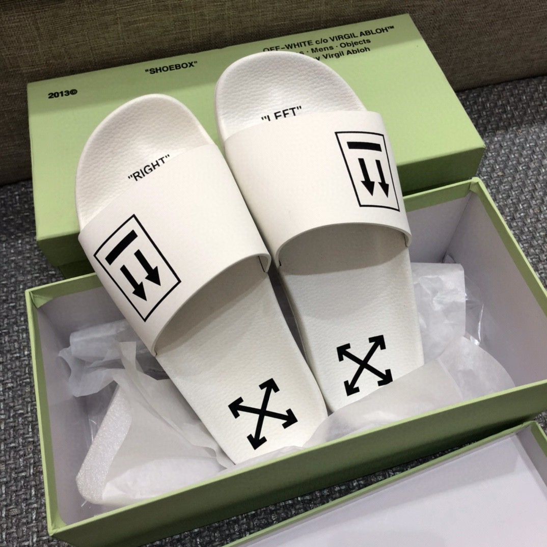 Off White Double Arrow Camouflage Print Slides - DesignerGu