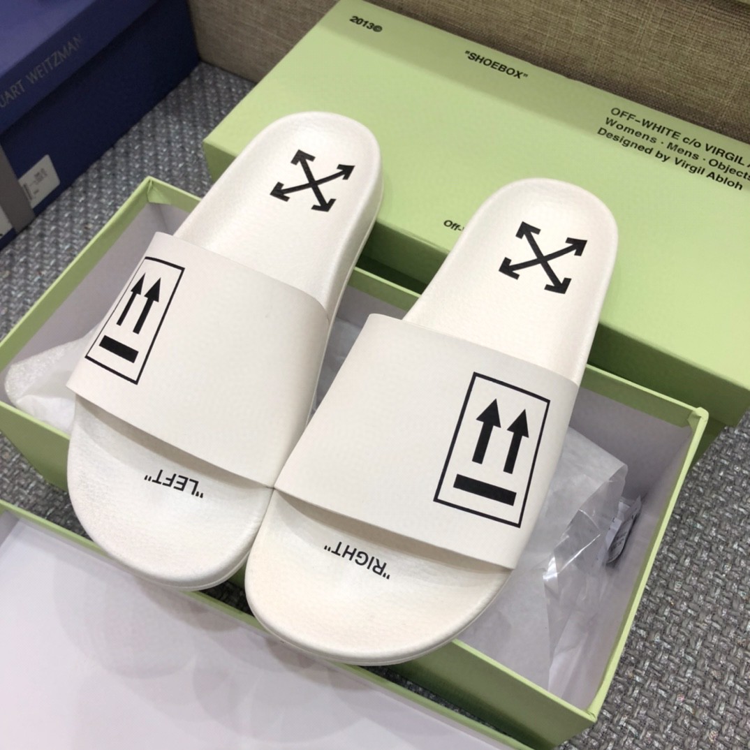 Off White Double Arrow Camouflage Print Slides - DesignerGu