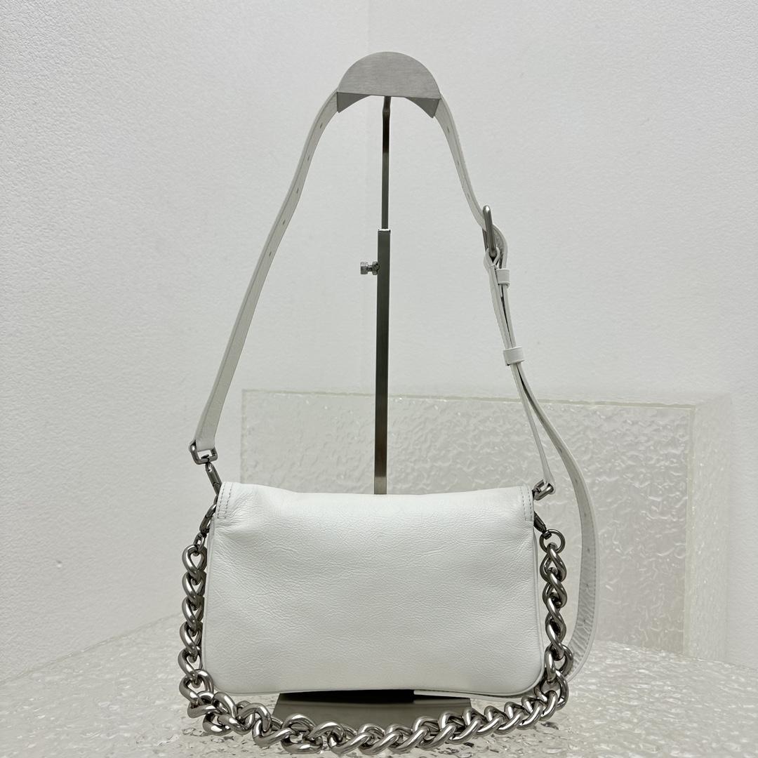 Balenciaga BB Soft Small Flap Bag In Optic White  - DesignerGu