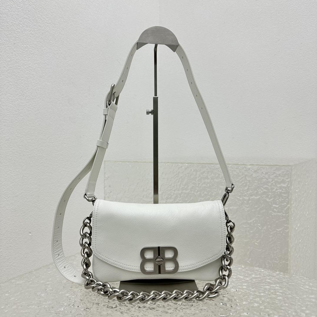 Balenciaga BB Soft Small Flap Bag In Optic White  - DesignerGu