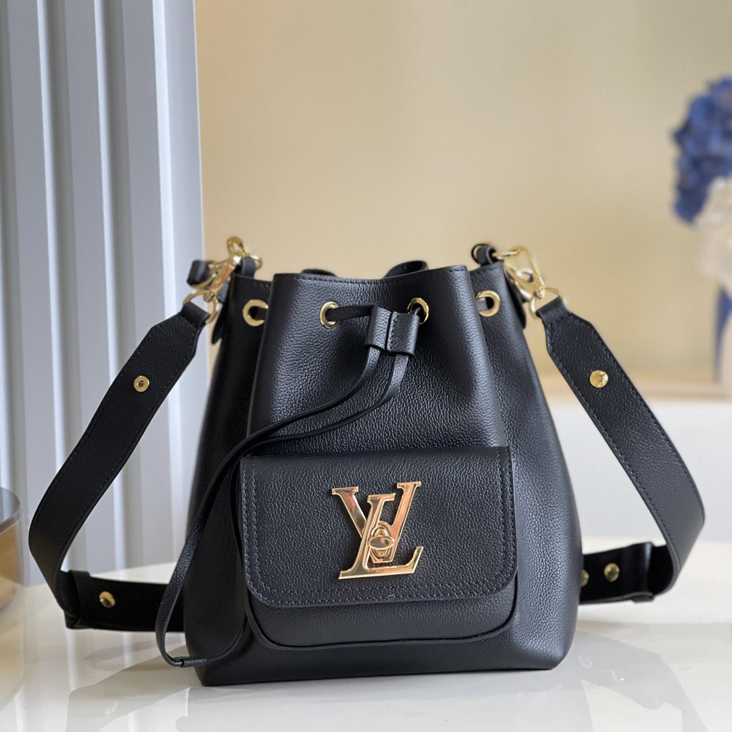 Louis Vuitton Lockme Bucket Black Calf (23-23-16cm)  M57687 - DesignerGu