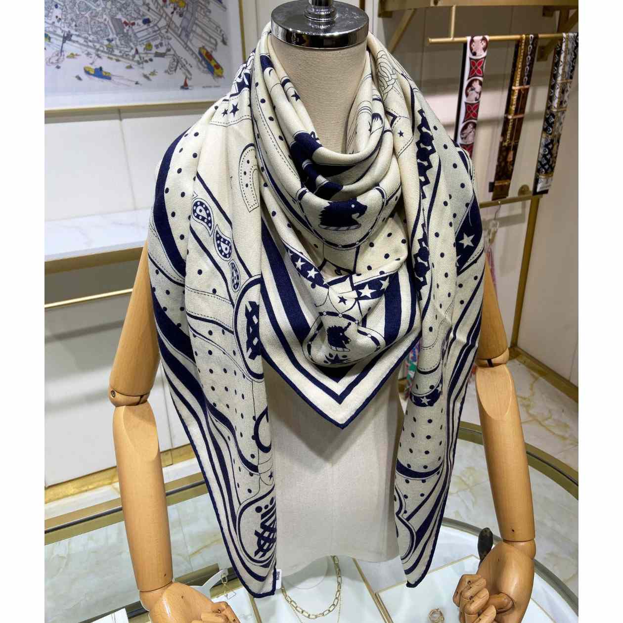 Hermes La Promenade Du Matin Bandana Shawl 140 - DesignerGu