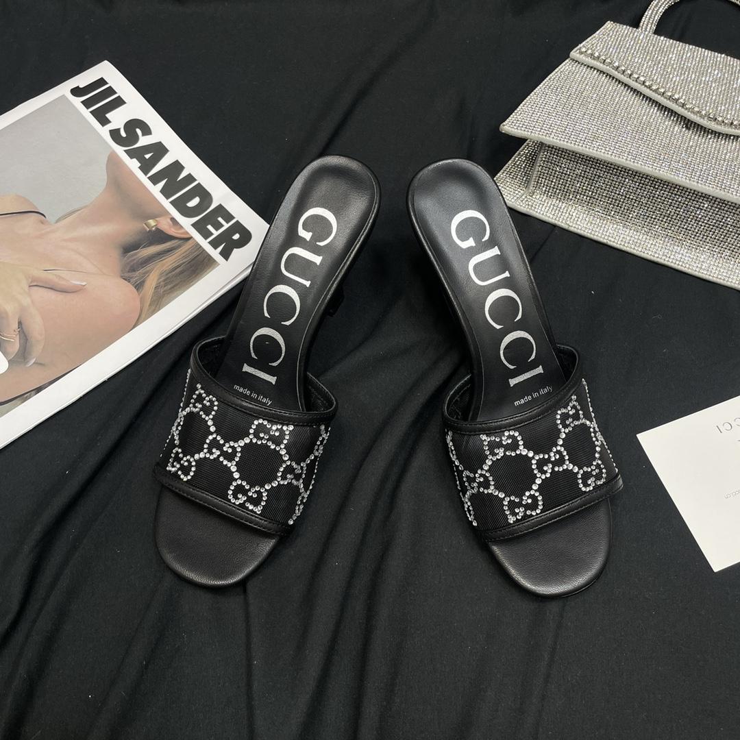 Gucci Women's GG Mid-heel Slide Sandal - DesignerGu