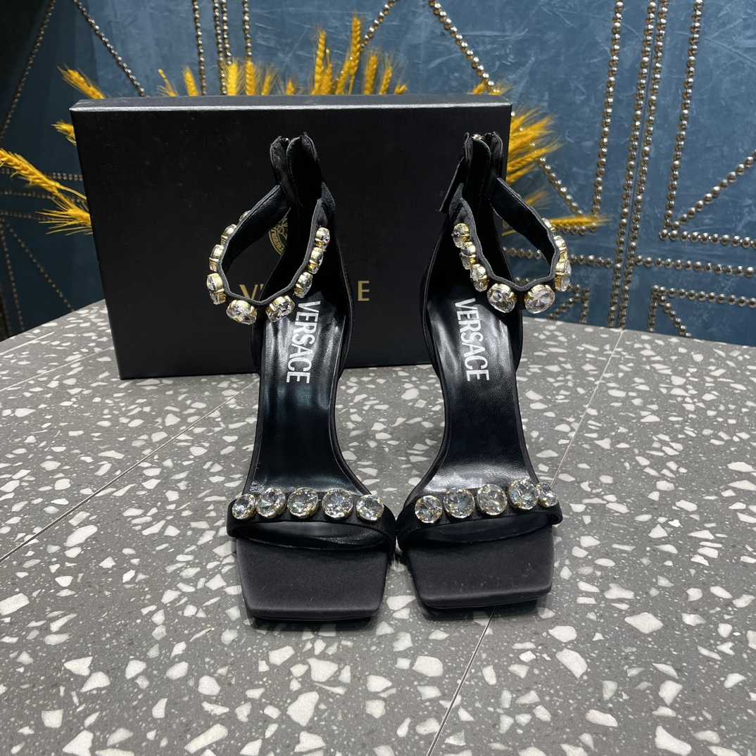 Versace Crystal Satin Sandals - DesignerGu