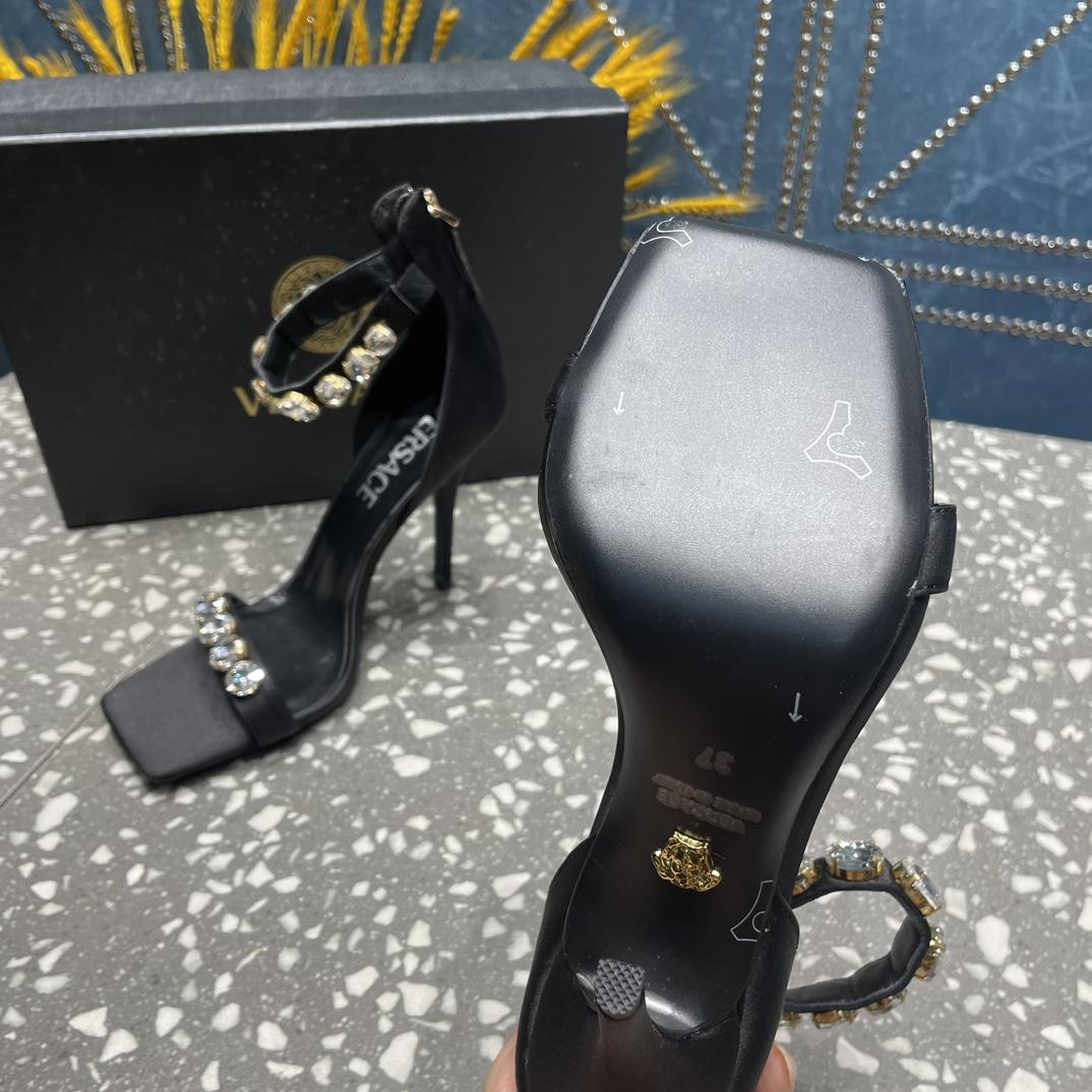 Versace Crystal Satin Sandals - DesignerGu