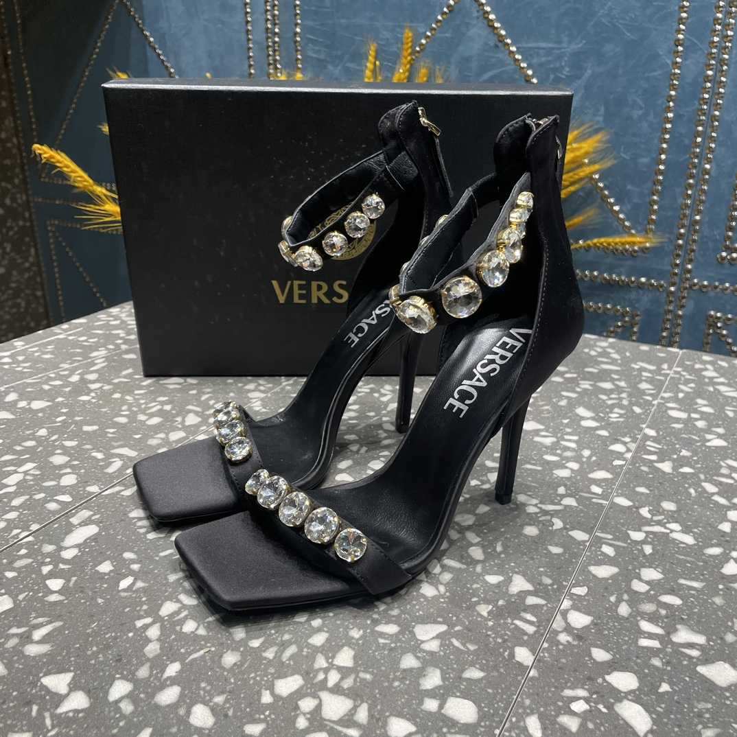 Versace Crystal Satin Sandals - DesignerGu