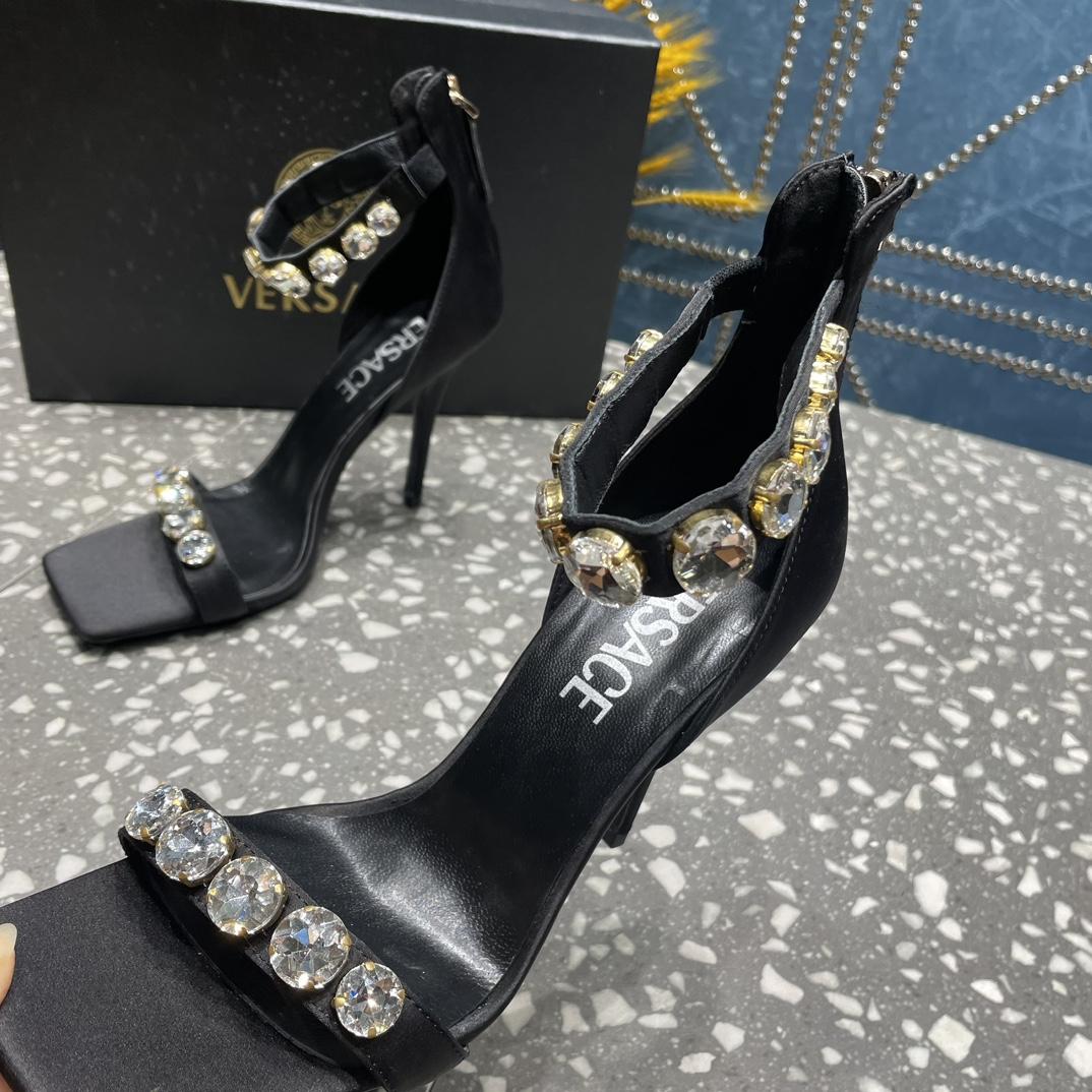 Versace Crystal Satin Sandals - DesignerGu