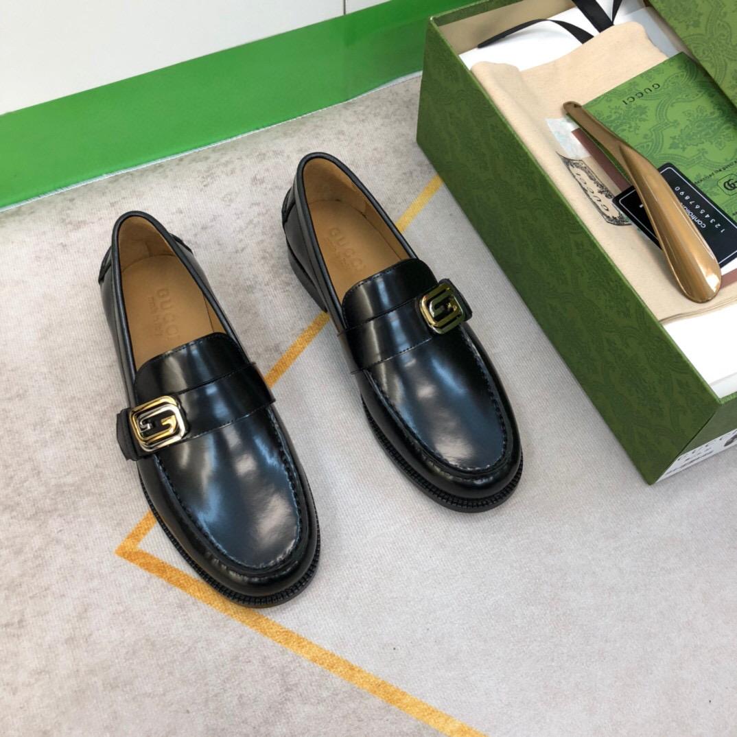 Gucci Logo-plaque Leather Loafers (Upon Uk Size) - DesignerGu