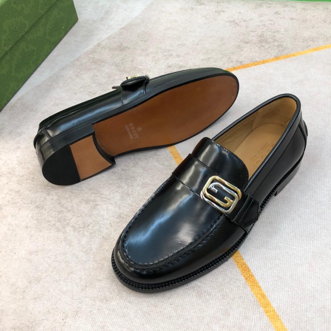 Gucci Logo-plaque Leather Loafers (Upon Uk Size) - DesignerGu