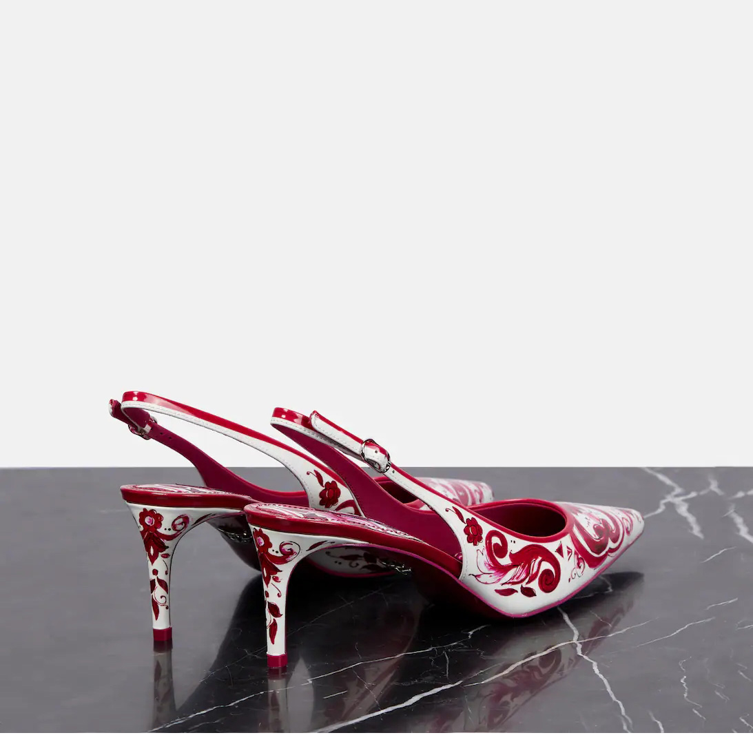 Dolce & Gabbana Printed Polished Calfskin Slingbacks - DesignerGu