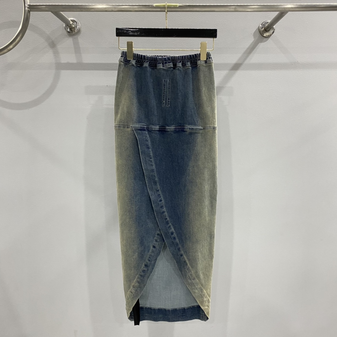 Rick Owens Drkshdw Blue Pillar Denim Maxi Skirt - DesignerGu